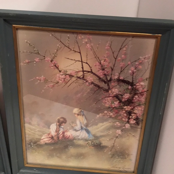 ANDRES ORPINAS prints. Blue frame/gold trim - Picture 2 of 6